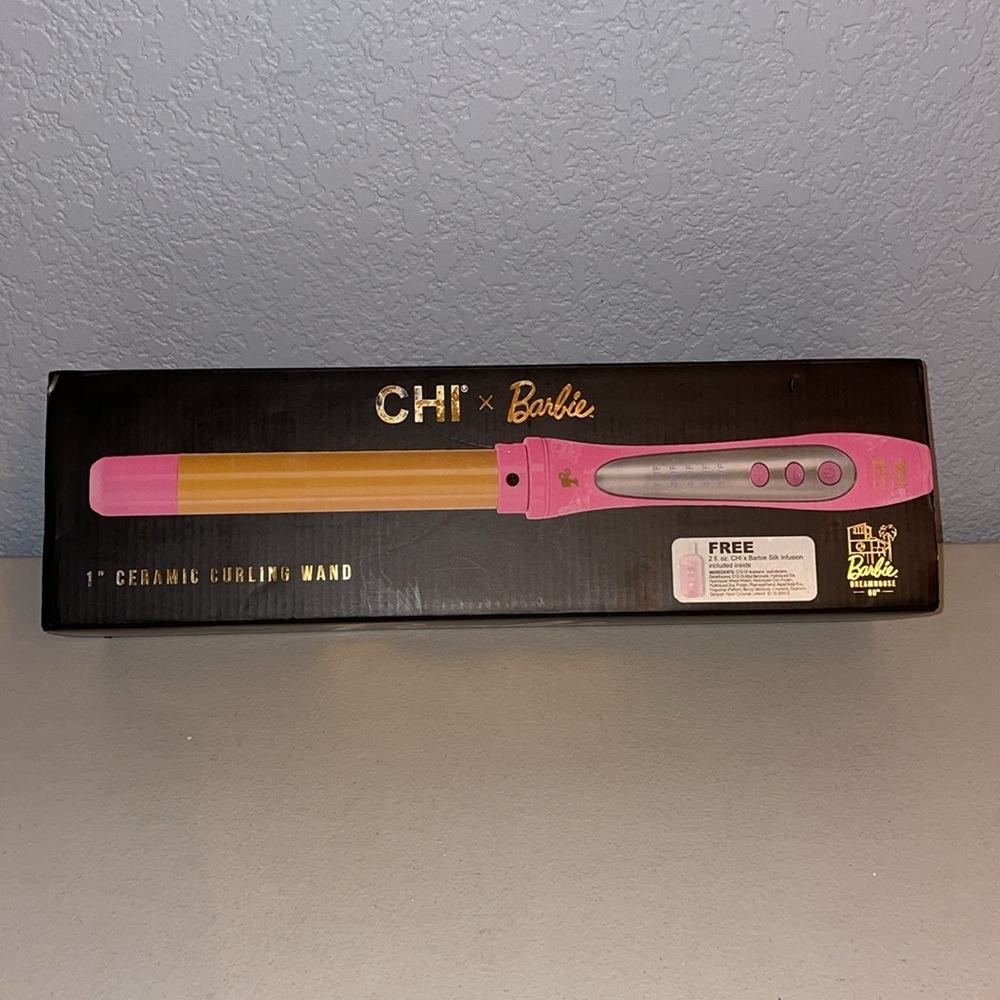 Chi x Barbie Curl Wand 1” 60th Anniversary Barbie Curling iron Dreamhouse NEW
